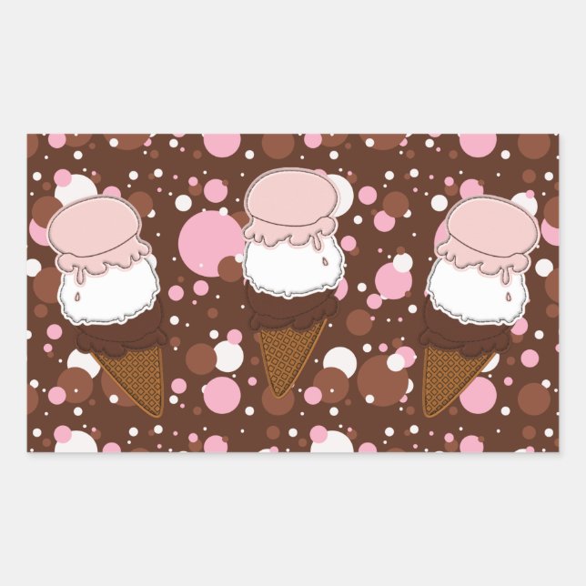 Stitched Neapolitan Ice Cream Trio 3-Rect Stickers (Front)