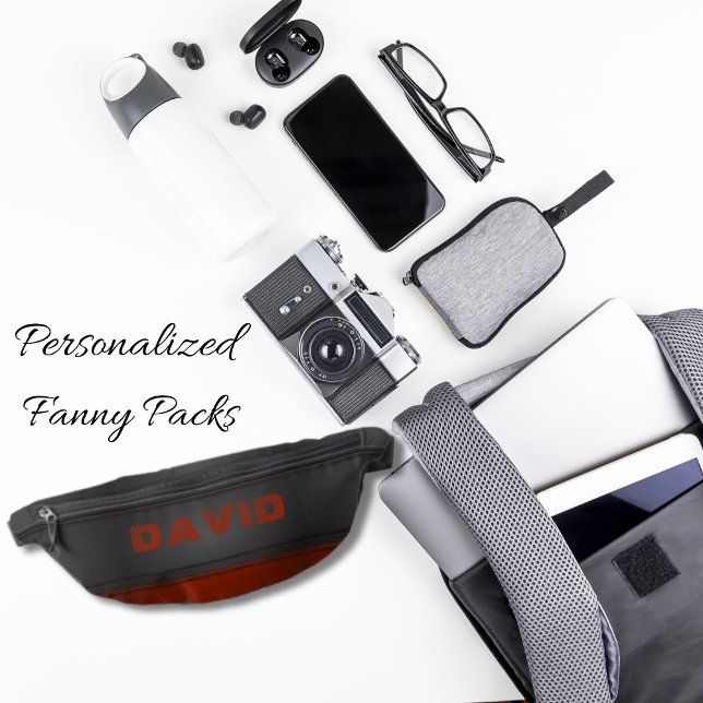 Stitched Red Leather Stripe on Black Leather Men Bum Bags (Creator Uploaded)