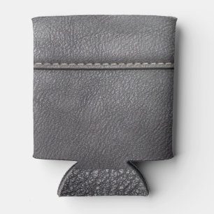 Stitched Sophistication: Black Leather Luxury Can Cooler