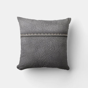 Stitched Sophistication: Black Leather Luxury Cushion