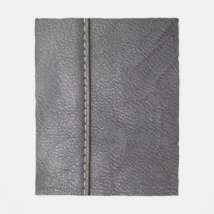 Stitched Sophistication: Black Leather Luxury Fleece Blanket