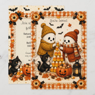 Stitched Spirits Cosy Ghosts & Candy Halloween Invitation