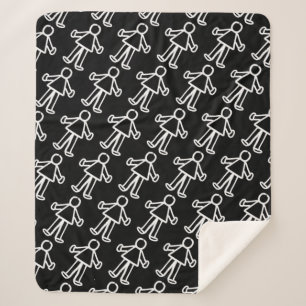 Stitched Stick Figure Character   Cute Minimalist  Sherpa Blanket