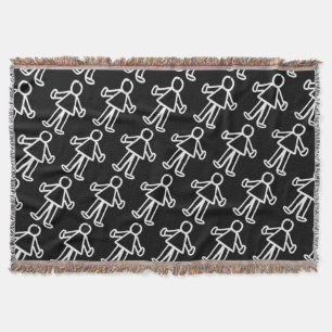 Stitched Stick Figure Character   Cute Minimalist  Throw Blanket