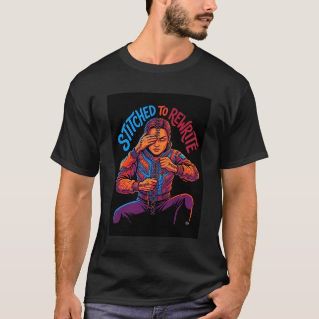 Stitched To Rewrite Graphic T-Shirt (Front)