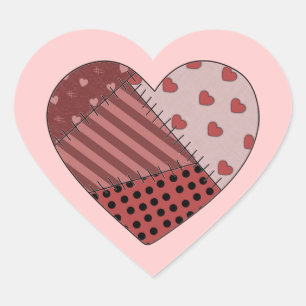 Stitched Together Patchwork Heart Sticker