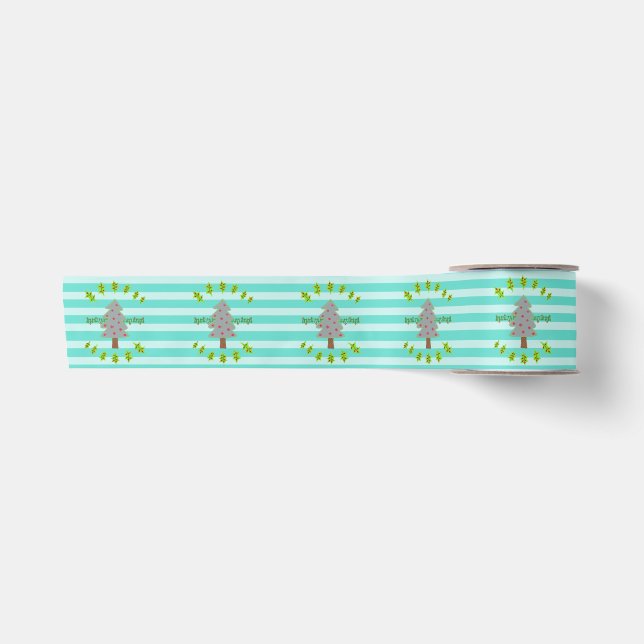 Stitched trees_retro blue satin ribbon (Front)