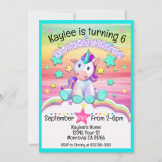Stitched Unicorn birthday party invitation