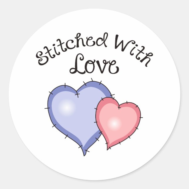 STITCHED WITH LOVE CLASSIC ROUND STICKER (Front)