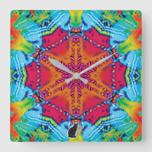 Stitches Kaleidoscope Square Wall Clock