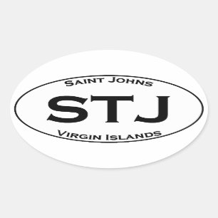 STJ - Saint Johns Virgin Islands Euro Style Oval Sticker