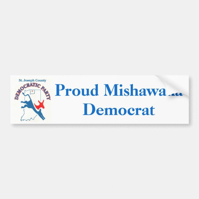 StJoeCountyDemslogo, Proud Mishawaka Democrat Bumper Sticker (Front)