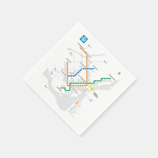 STM Montreal Metro Subway Map light white HD Napkin (Corner)