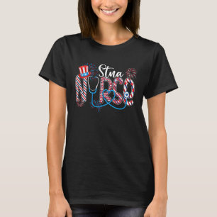 STNA Nurse 4th of July Love Heart Stethoscope RN N T-Shirt