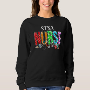 Stna Nurse Plaid Red Love Heart Stethoscope Rn Nur Sweatshirt
