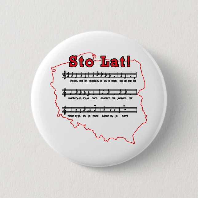 Sto Lat! Song Polish Map 6 Cm Round Badge (Front)