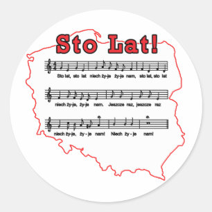 Sto Lat! Song Polish Map Classic Round Sticker