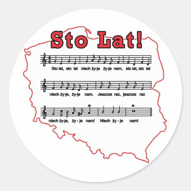 Sto Lat! Song Polish Map Classic Round Sticker (Front)
