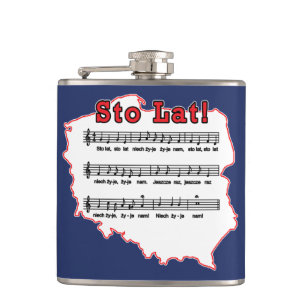 Sto Lat! Song Polish Map Hip Flask