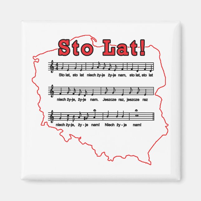 Sto Lat! Song Polish Map Magnet (Front)