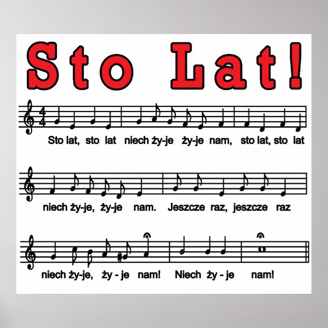 Sto Lat! Song Prints (Front)
