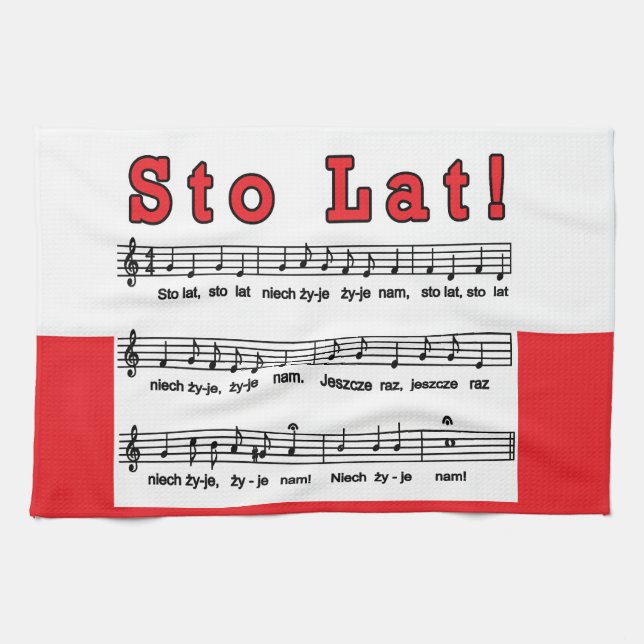 Sto Lat! Song Tea Towel (Horizontal)