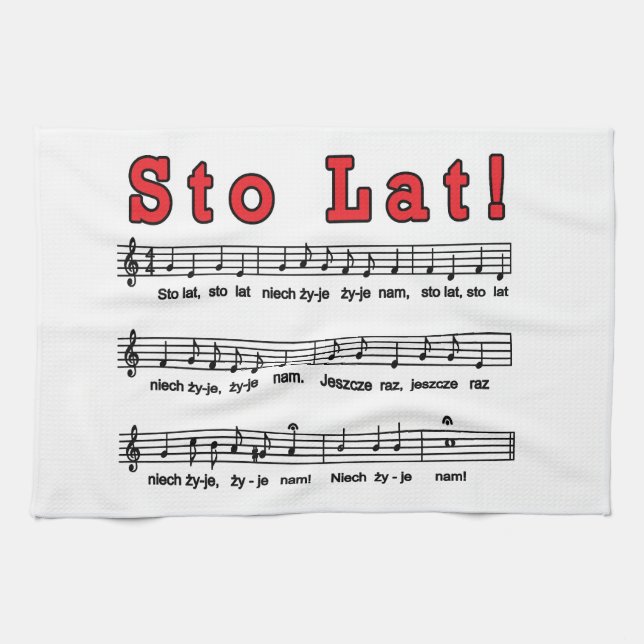 Sto Lat! Song Tea Towel (Horizontal)