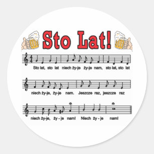 Sto Lat! Song With Beer Mugs Classic Round Sticker