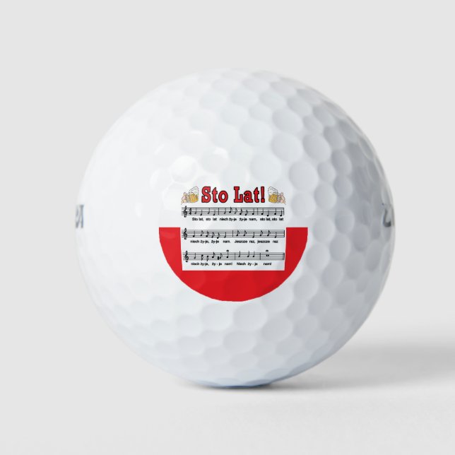 Sto Lat! Song With Beer Mugs Golf Balls (Front)