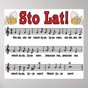 Sto Lat! Song With Beer Mugs Poster