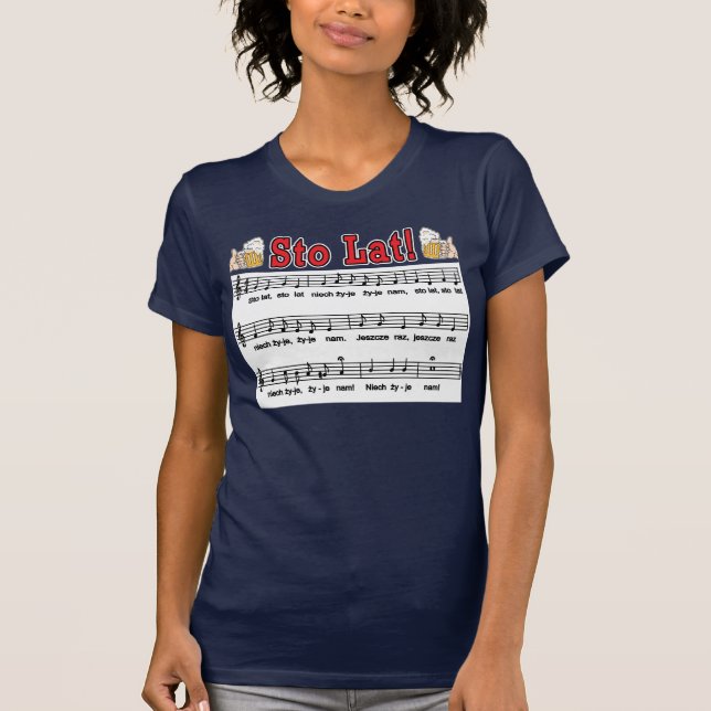 Sto Lat! Song With Beer Mugs T-Shirt (Front)