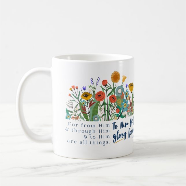 Stoa Floral Romans 11:36 Mug (Left)