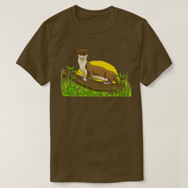 Stoat in a Field of Flowers  T-Shirt (Design Front)