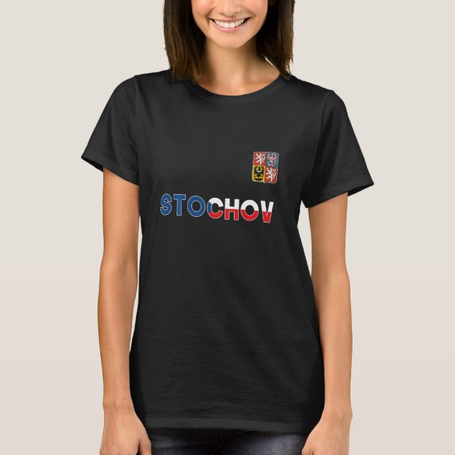 Stochov Czech Republic Heart Flag Lion Coat Of Arm T-Shirt (Front)