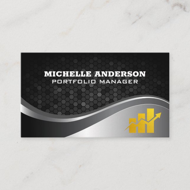 Stock Broker | Finance | Gold Stock Chart Business Card (Front)
