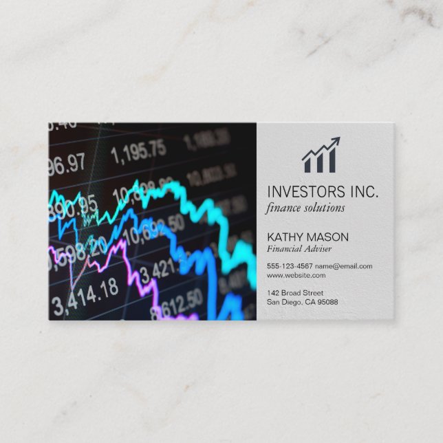 Stock Broker | Investments | Hedge Fund Manager Business Card (Front)