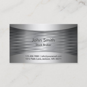 Stock Broker Modern Metal Background Business Card
