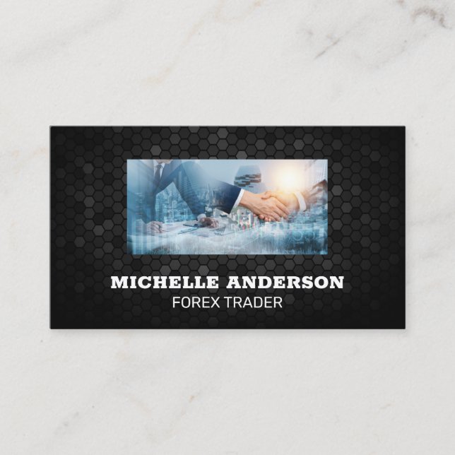Stock Brokers | Finance | Handshake Business Card (Front)