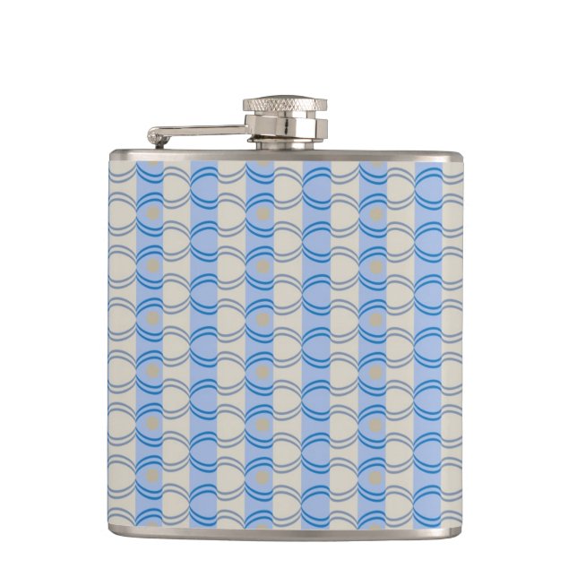 Stock Candystripe Blue Tan Hip Flask (Front)