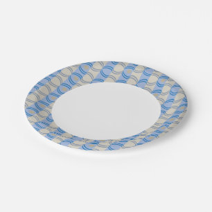 Stock Candystripe Blue Tan Paper Plate