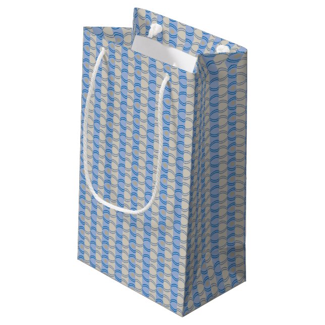 Stock Candystripe Blue Tan Small Gift Bag (Back Angled)