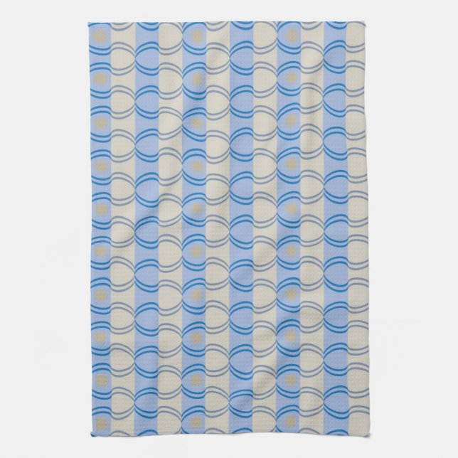 Stock Candystripe Blue Tan Tea Towel (Vertical)