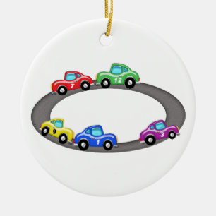 Stock Car Race Track Ceramic Tree Decoration
