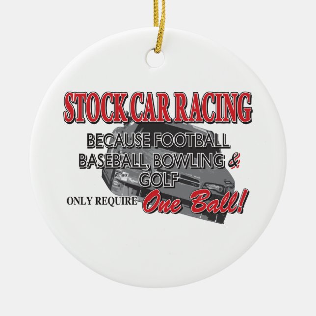Stock Car Racing Ceramic Tree Decoration (Front)