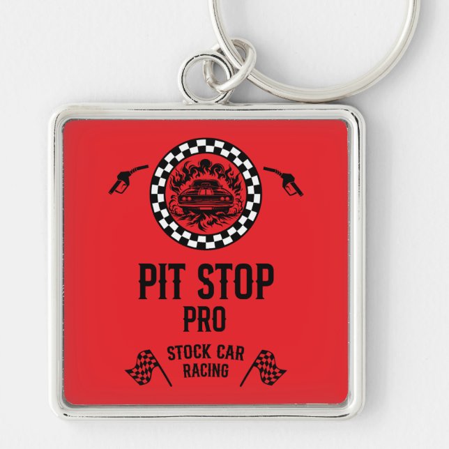 Stock Car Racing Gift Key Ring (Front)