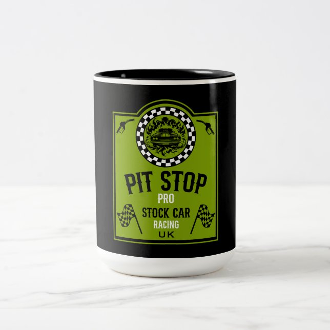 Stock Car Racing Gift Two-Tone Coffee Mug (Center)