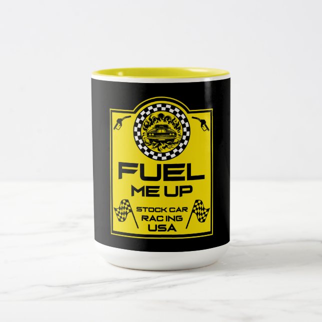 Stock Car Racing Gift Two-Tone Coffee Mug (Center)