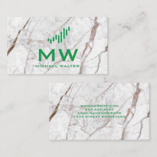Stock Chart White Marble Business Card