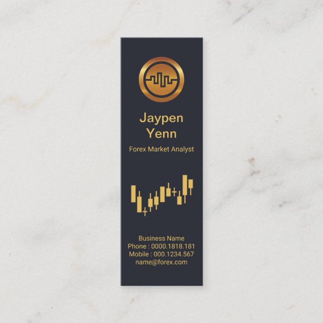 Stock Exchange Index Graph Blue Elegance Mini Business Card (Front)