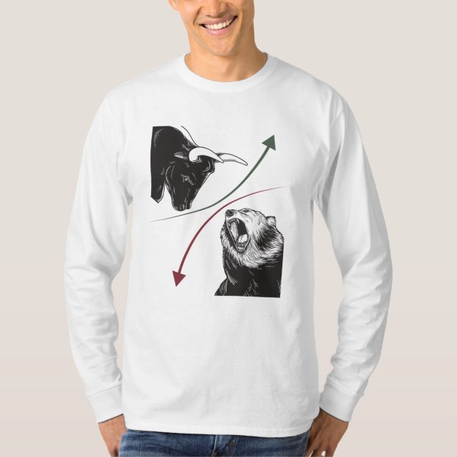 Stock Exchange Shares Market Bear Bull Prices T-Shirt (Front)